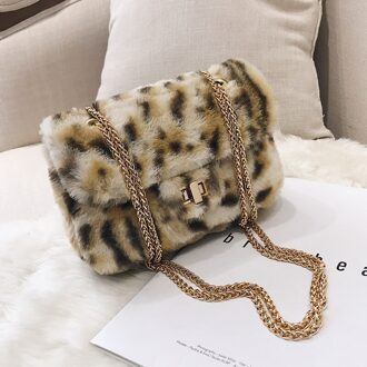 Handtas Luipaard Messenger Bags Mobiele Telefoon Zak Portemonnee Vrouwelijke Schoudertas Casual Satchel Faux Fur Crossbody Tassen Voor Vrouwen khaki