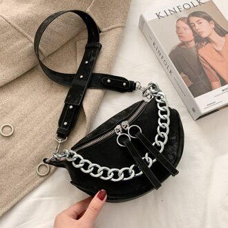 Handtas Met Ketting Crossover Pu Lederen Handtas, Schouderriem, Wit, Kleine, Borst, reistas, Zilver, Beige