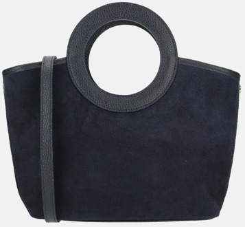 handtas suede donkerblauw