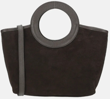handtas suede donkerbruin