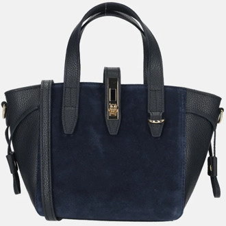 handtas suede/leer donkerblauw