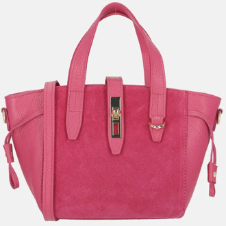 handtas suede/leer fuchsia