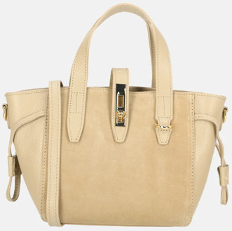 handtas suede/leer lichttaupe