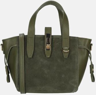 handtas suede/leer olijfgroen