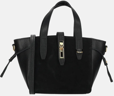 handtas suede/leer zwart