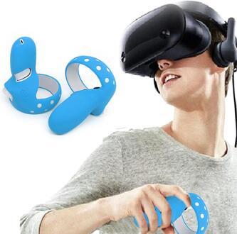 Handvat Beschermhoes Voor Oculus Quest 2 Vr Controller Handgreep Bescherming Cover Siliconen Volledige Beschermhoes Voor Quest2 blauw