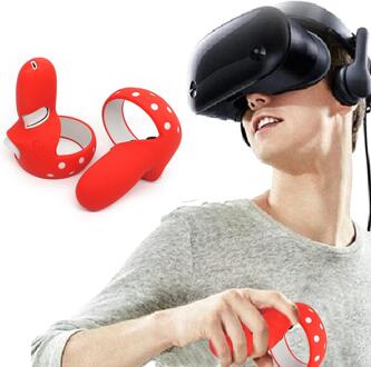 Handvat Beschermhoes Voor Oculus Quest 2 Vr Controller Handgreep Bescherming Cover Siliconen Volledige Beschermhoes Voor Quest2 rood