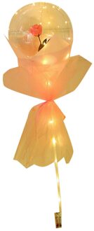 Handvat Led Ballon Met Stokken Lichtgevende Transparant Rose Boeket Ballons Bruiloft Verjaardagsfeestje Decoraties Led Licht Ballon roze