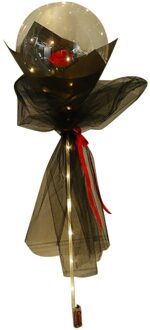 Handvat Led Ballon Met Stokken Lichtgevende Transparant Rose Boeket Ballons Bruiloft Verjaardagsfeestje Decoraties Led Licht Ballon zwart
