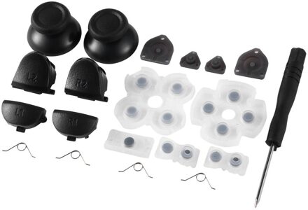 Handvat Reparatie Onderdelen Geleidend Rubber Pad + Knop + Lente + Schroevendraaier + Joystick Cap 20 Pc/sets Voor PS4