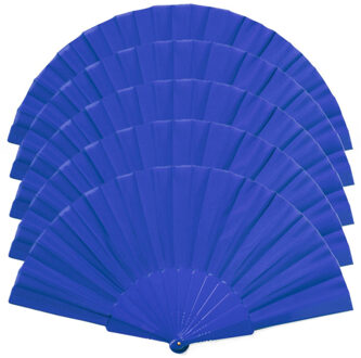 Handwaaier/spaanse waaier - 5x - blauw - RPET polyester - 41 x 23 cm - verkoeling/zomer