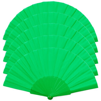 Handwaaier/spaanse waaier - 5x - groen - RPET polyester - 41 x 23 cm - verkoeling/zomer