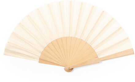 Handwaaier/spaanse waaier Alicante - beige - hout/polyester - 42 x 23 cm - verkoeling/zomer - Verkleedattributen