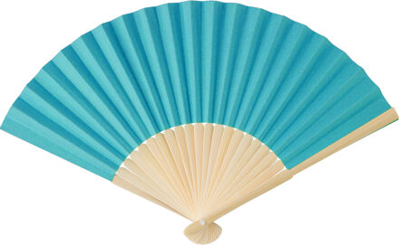 Handwaaier/spaanse waaier - blauw - bamboe/papier - 36 x 21 cm - verkoeling/zomer