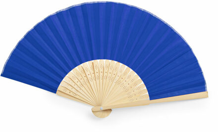 Handwaaier/spaanse waaier - blauw - bamboe/polyester - 38 x 21 cm - verkoeling/zomer