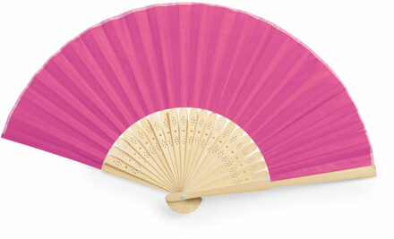 Handwaaier/spaanse waaier - fuchsia roze - bamboe/polyester - 38 x 21 cm - verkoeling/zomer