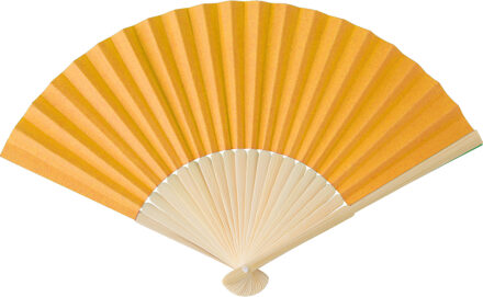 Handwaaier/spaanse waaier - geel - bamboe/papier - 36 x 21 cm - verkoeling/zomer