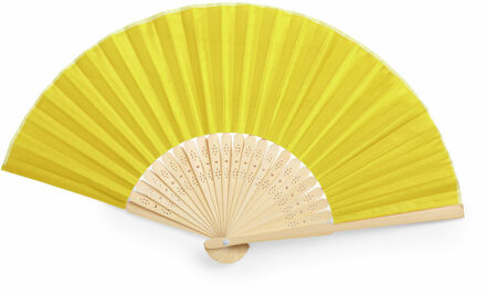 Handwaaier/spaanse waaier - geel - bamboe/polyester - 38 x 21 cm - verkoeling/zomer