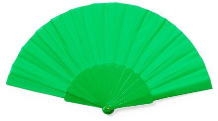Handwaaier/spaanse waaier - groen - RPET polyester - 41 x 23 cm - verkoeling/zomer