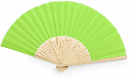 Handwaaier/spaanse waaier - limegroen - bamboe/polyester - 38 x 21 cm - verkoeling/zomer