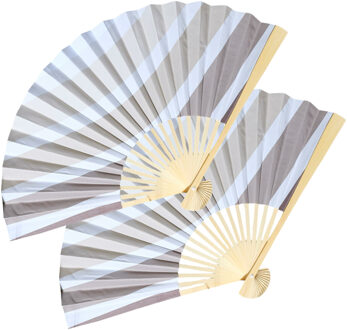 Handwaaier/spaanse waaier Marina - 6x - grijs - polyester - 26 cm - verkoeling/zomer