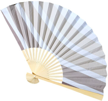 Handwaaier/spaanse waaier Marina - grijs - polyester - 26 cm - verkoeling/zomer