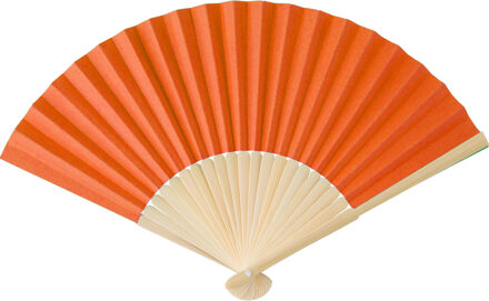 Handwaaier/spaanse waaier - oranje - bamboe/papier - 36 x 21 cm - verkoeling/zomer