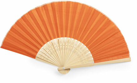 Handwaaier/spaanse waaier - oranje - bamboe/polyester - 38 x 21 cm - verkoeling/zomer
