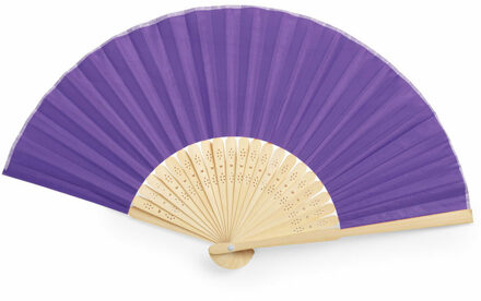 Handwaaier/spaanse waaier - paars - bamboe/polyester - 38 x 21 cm - verkoeling/zomer