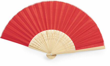 Handwaaier/spaanse waaier - rood - bamboe/polyester - 38 x 21 cm - verkoeling/zomer