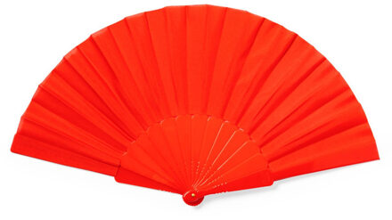 Handwaaier/spaanse waaier - rood - RPET polyester - 41 x 23 cm - verkoeling/zomer - Verkleedattributen