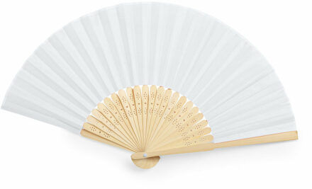 Handwaaier/spaanse waaier - wit - bamboe/polyester - 38 x 21 cm - verkoeling/zomer