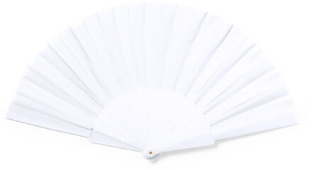 Handwaaier/spaanse waaier - wit - RPET polyester - 41 x 23 cm - verkoeling/zomer
