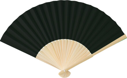 Handwaaier/spaanse waaier - zwart - bamboe/papier - 36 x 21 cm - verkoeling/zomer