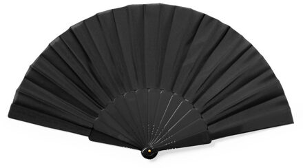 Handwaaier/spaanse waaier - zwart - RPET polyester - 41 x 23 cm - verkoeling/zomer - Verkleedattributen