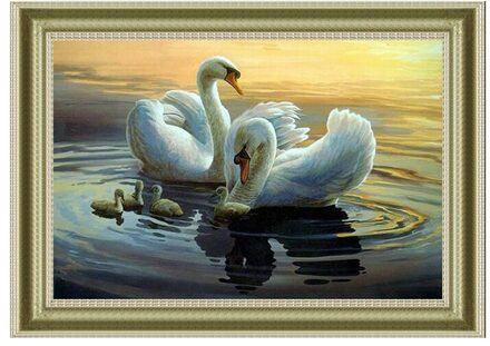 Handwerk, DIY DMC kruissteek, Sets Voor Borduurwerk kits, Precieze Gedrukt zwanen Patronen genoeg draad Geteld-stiksels