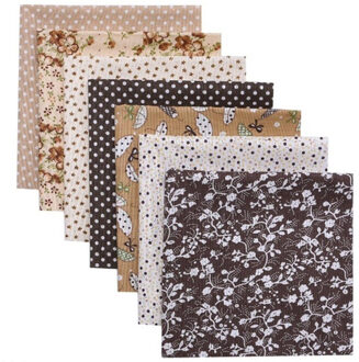 Handwerk Handgemaakte Accessoires Stof Katoen Gedrukt Katoenen Doek Praktische Mode Patchwork Borduren Diy 25X25 Cm 7 Stks/set bruin