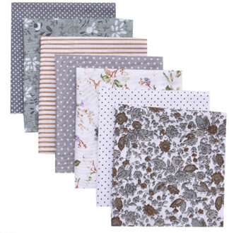 Handwerk Handgemaakte Accessoires Stof Katoen Gedrukt Katoenen Doek Praktische Mode Patchwork Borduren Diy 25X25 Cm 7 Stks/set grijs