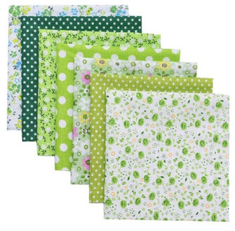 Handwerk Handgemaakte Accessoires Stof Katoen Gedrukt Katoenen Doek Praktische Mode Patchwork Borduren Diy 25X25 Cm 7 Stks/set groen