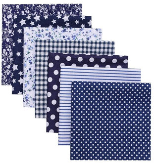 Handwerk Handgemaakte Accessoires Stof Katoen Gedrukt Katoenen Doek Praktische Mode Patchwork Borduren Diy 25X25 Cm 7 Stks/set marine