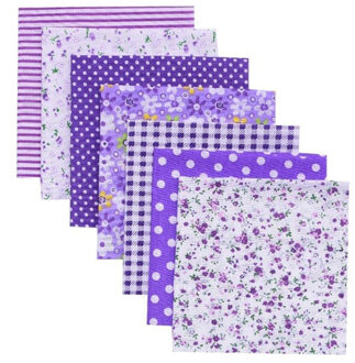 Handwerk Handgemaakte Accessoires Stof Katoen Gedrukt Katoenen Doek Praktische Mode Patchwork Borduren Diy 25X25 Cm 7 Stks/set paars