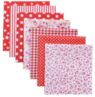 Handwerk Handgemaakte Accessoires Stof Katoen Gedrukt Katoenen Doek Praktische Mode Patchwork Borduren Diy 25X25 Cm 7 Stks/set rood
