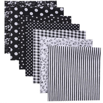 Handwerk Handgemaakte Accessoires Stof Katoen Gedrukt Katoenen Doek Praktische Mode Patchwork Borduren Diy 25X25 Cm 7 Stks/set zwart