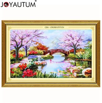 Handwerk Lint borduurwerk 100X65 cm print 3d kruissteek schilderijen landschap bloemen Cherry hut handwerken diy kits patroon