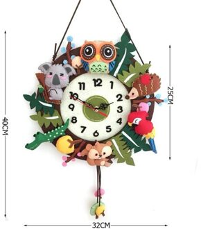 Handwerk Voelde Wandklok Bos Dier Thema Handgemaakte Doek Klok Gratis Snijden DIY Vilt Materiaal Pakket voor Woonkamer Decor