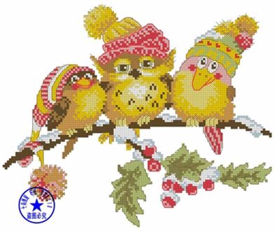 Handwerken, DIY Kruissteek, Sets Voor Borduurwerk kits, 11CT & 14CT, Leuke uil 11CT onbedrukt