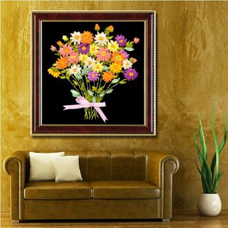 Handwerken, Diy Lint Kruissteek Sets Voor Borduurwerk Kit, Mooi Boeket Bloemen Kruissteek Handwerk Wanddecoratie