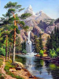 Handwerken, Mountain waterval schoonheid Landschap DIY DMC 14CT kruissteek, voor Borduurwerk kit, art Cross-Stitching Set handgemaakte decor