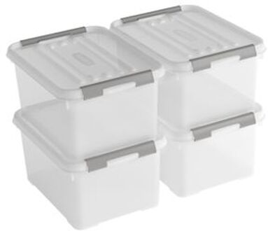 Handy+ Opbergbox - 15L - 4 stuks - Transparant met deksel