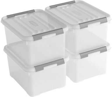 Handy+ Opbergbox - 15L - 4 stuks - Transparant met deksel